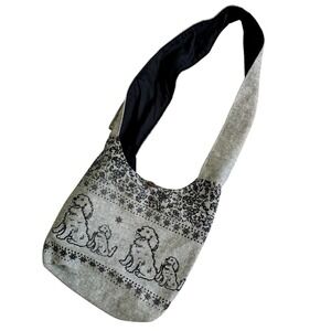 Rising International Boho Dog Print Crossbody Bag Cotton Handmade Nepal NWOT